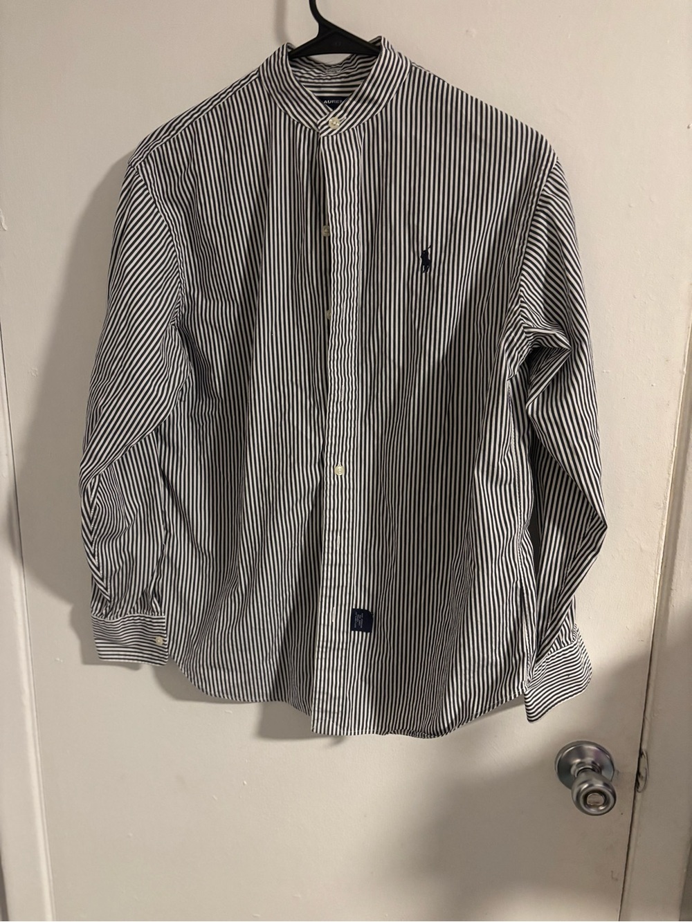 Ralph Lauren Men’s Navy White Striped Long Sleeve Button Down Shirt